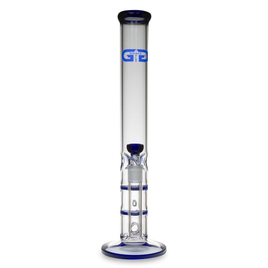 Grace Glass Straight Tube Bong with Double Honeycomb Percs