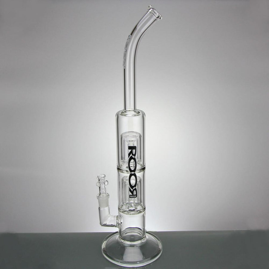 Roor Tech Stemless Bubbler with Double Barrel Percs and Black Logo