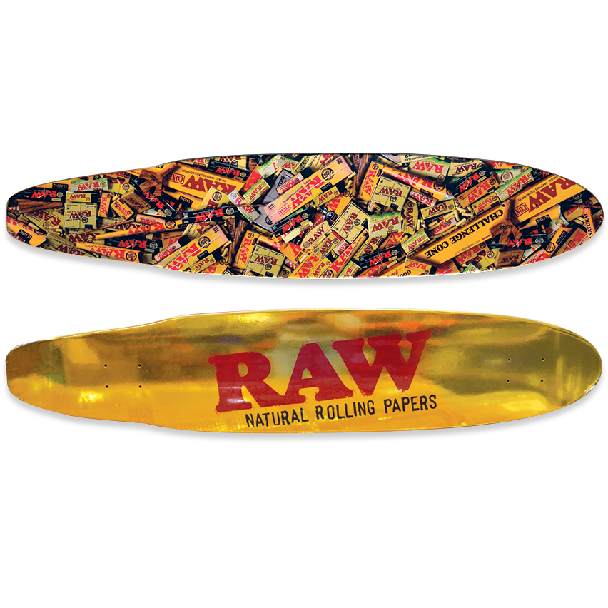 Raw Gold Foil Retro Ducktail Longboard